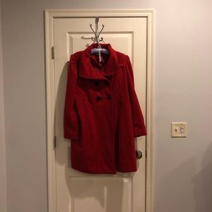 Ladies red pea coat winter coat